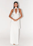 Alicia Satin Halter Maxi Dress White