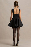 Malia Black Sweetheart Neck Skater Mini Dress