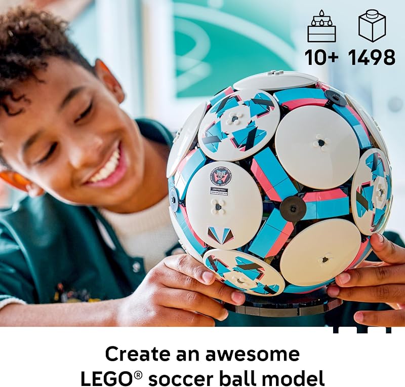 LEGO Editions Soccer Ball Building Toy for Kids Collectible Sports Decor for Boys Girls Ages 10 Includes Micro Stadium Gift for Birthdays 43019
