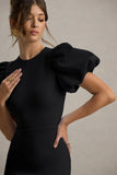 Dakota Black Puff Sleeve Midi Dress