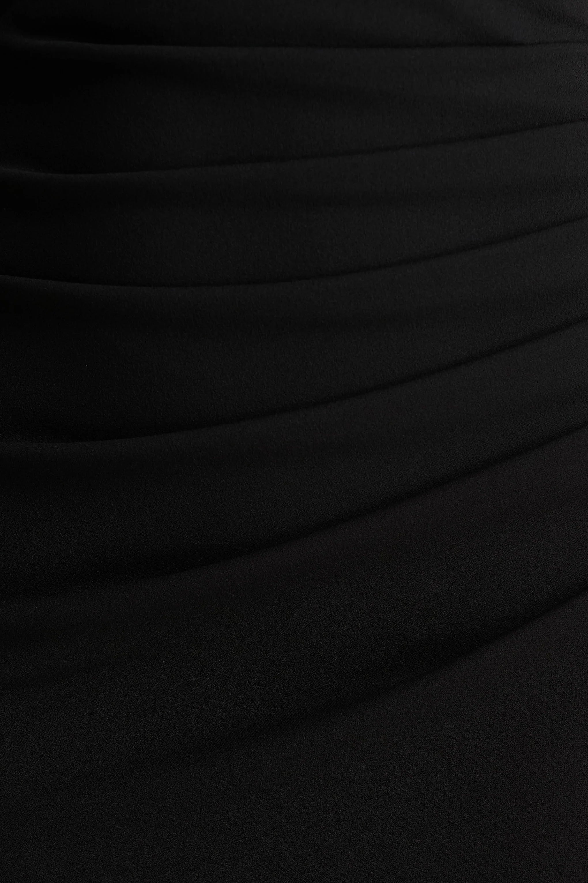 Leah Black Asymmetric Neck Midi Dress With Cape Sleeve