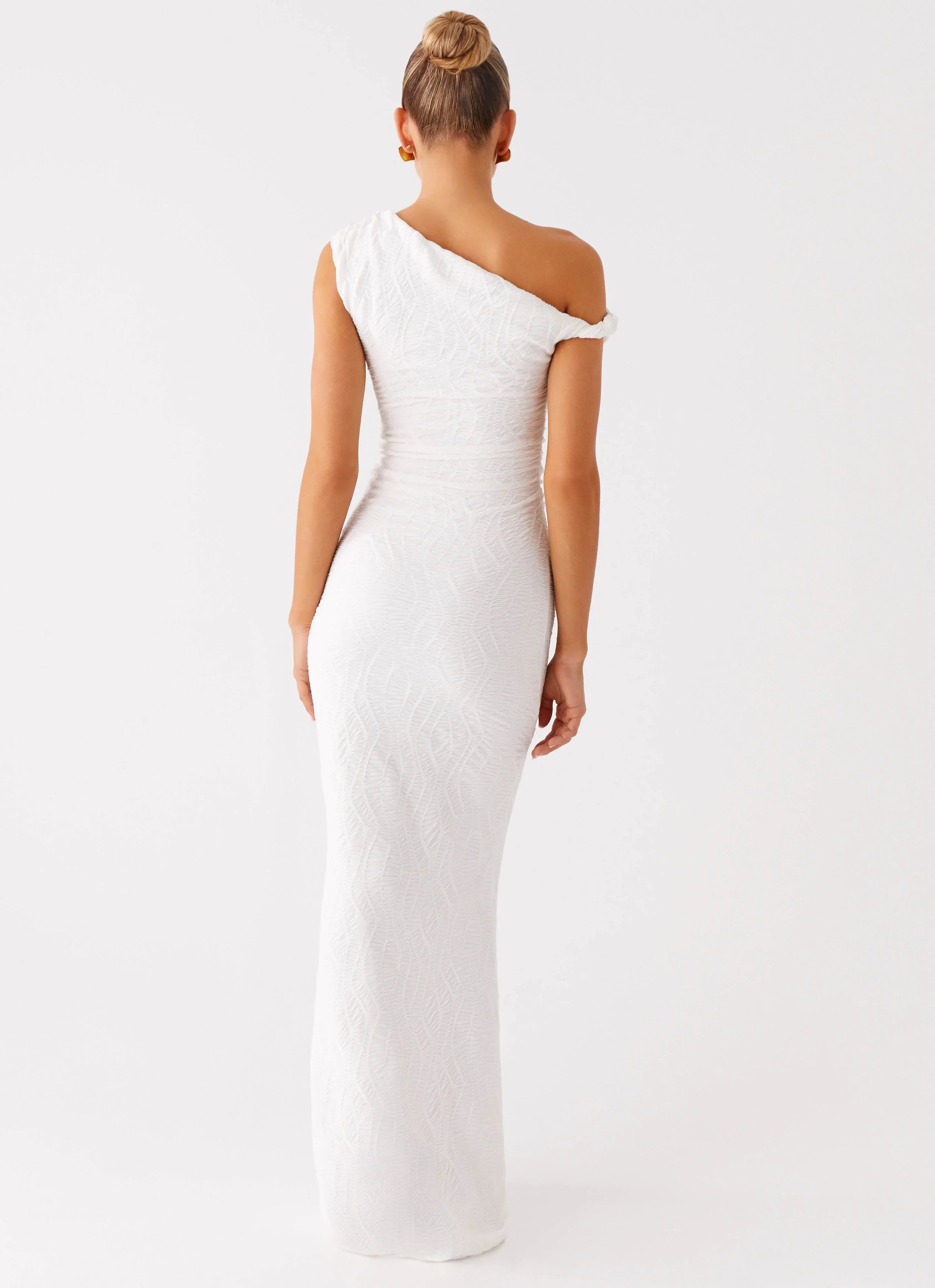 Galantis One Shoulder Maxi Dress White