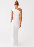 Galantis One Shoulder Maxi Dress White