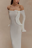 Sandrine Off Shoulder Knit Maxi Dress White