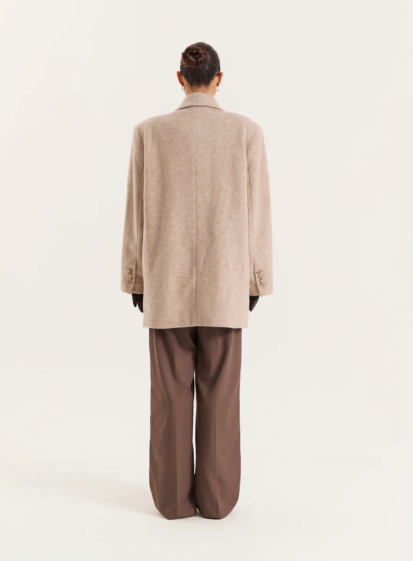 Oatmeal Longline Double Breasted Oversized Blazer