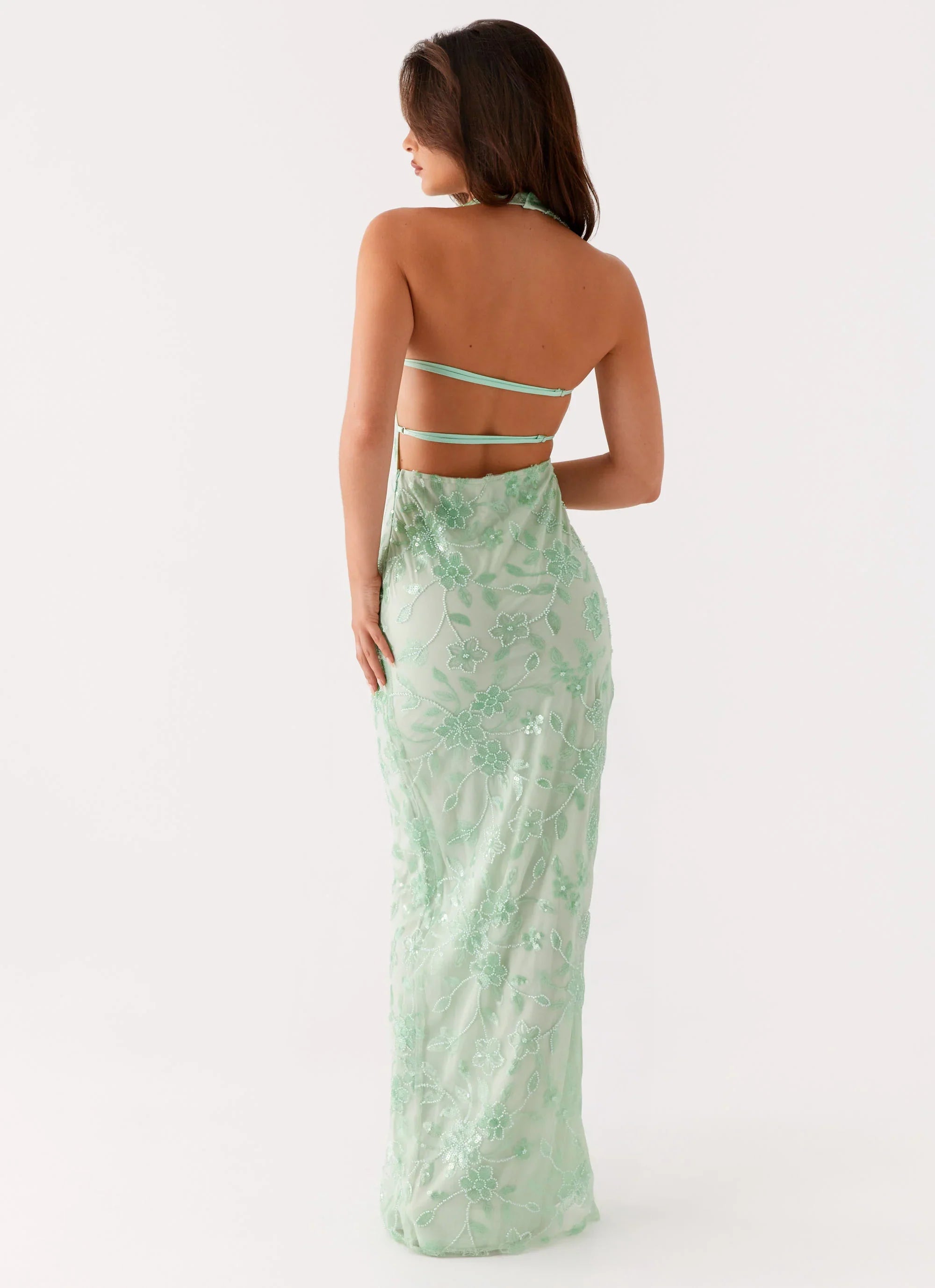 Cydney Beaded Maxi Dress Sage