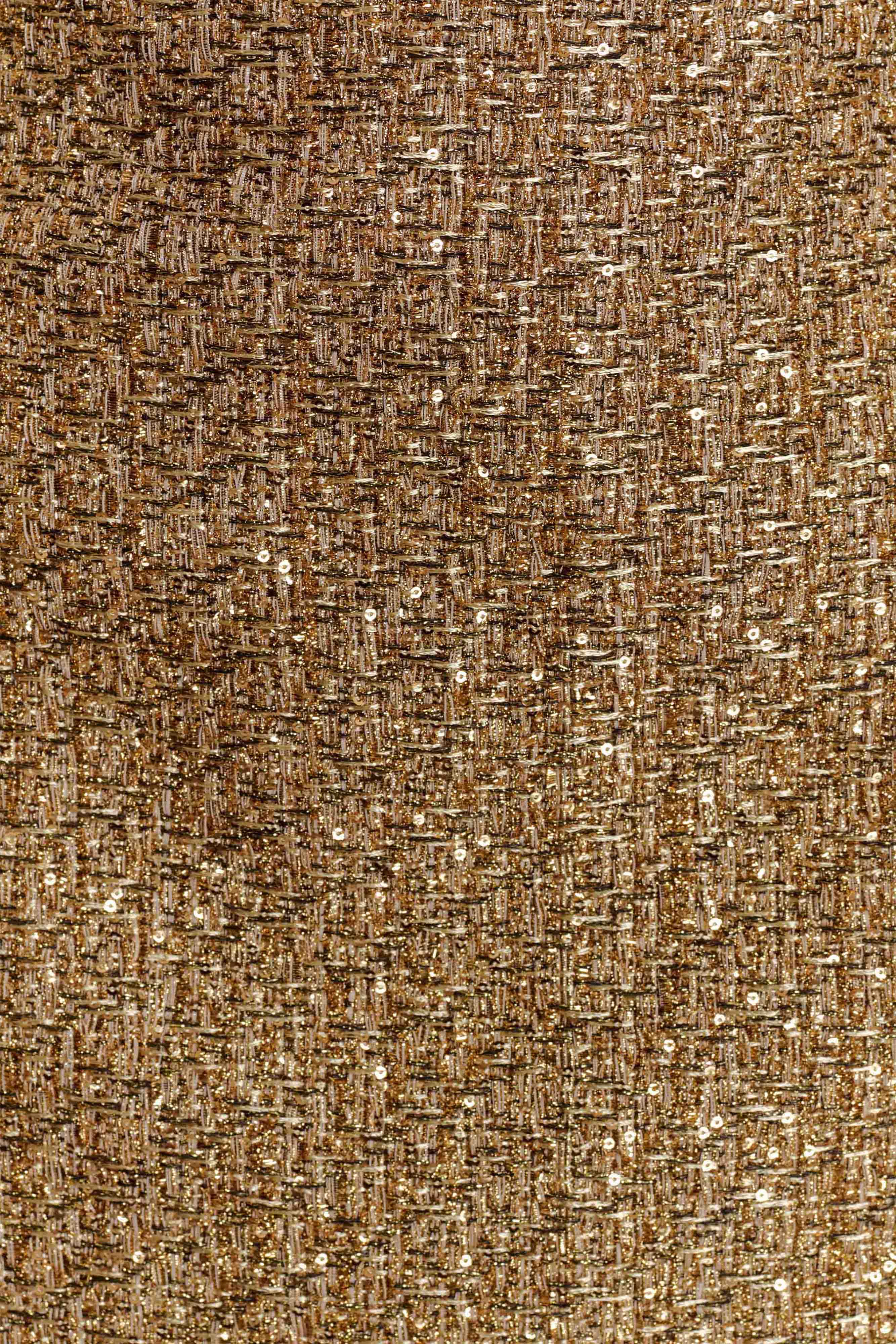 Gala Strapless Tweed Midi Dress Gold
