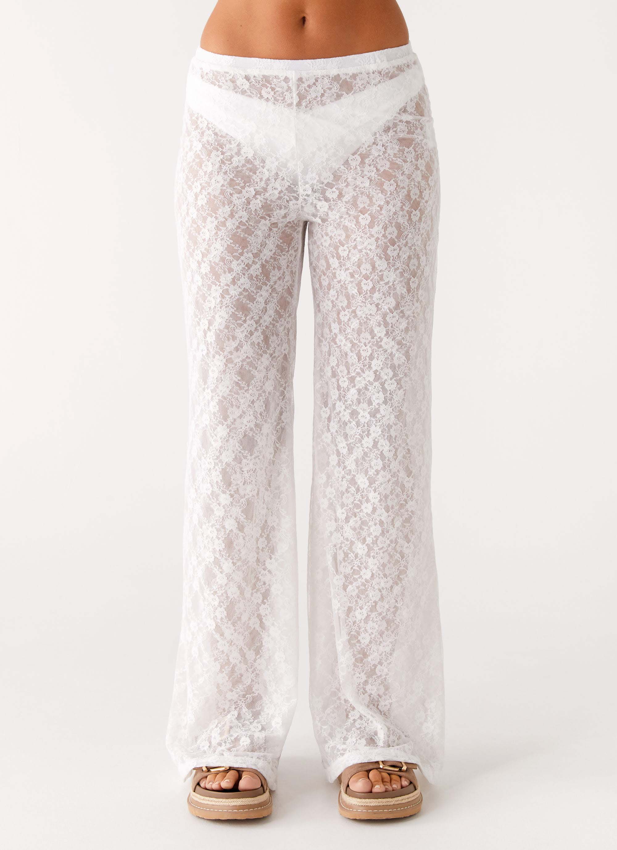 Matcha Lace Pants White