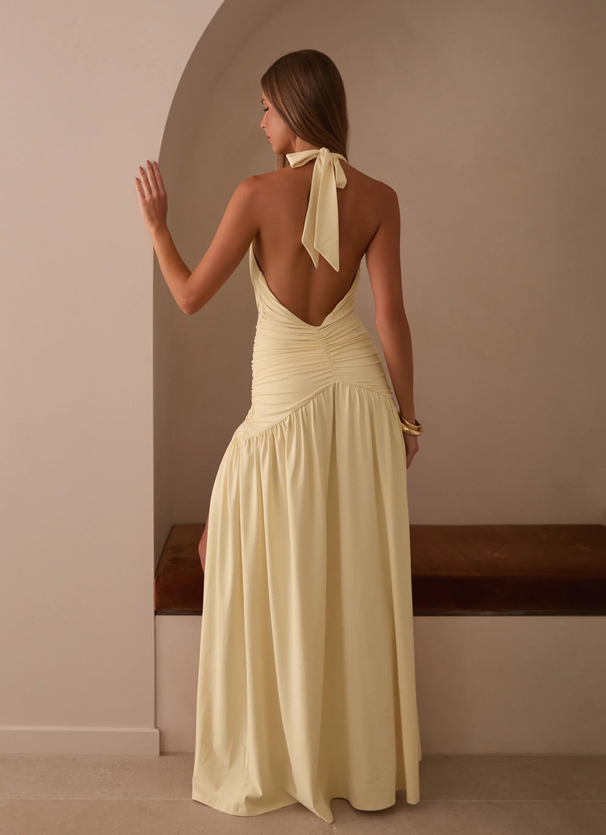 Makena Halter Maxi Dress Yellow