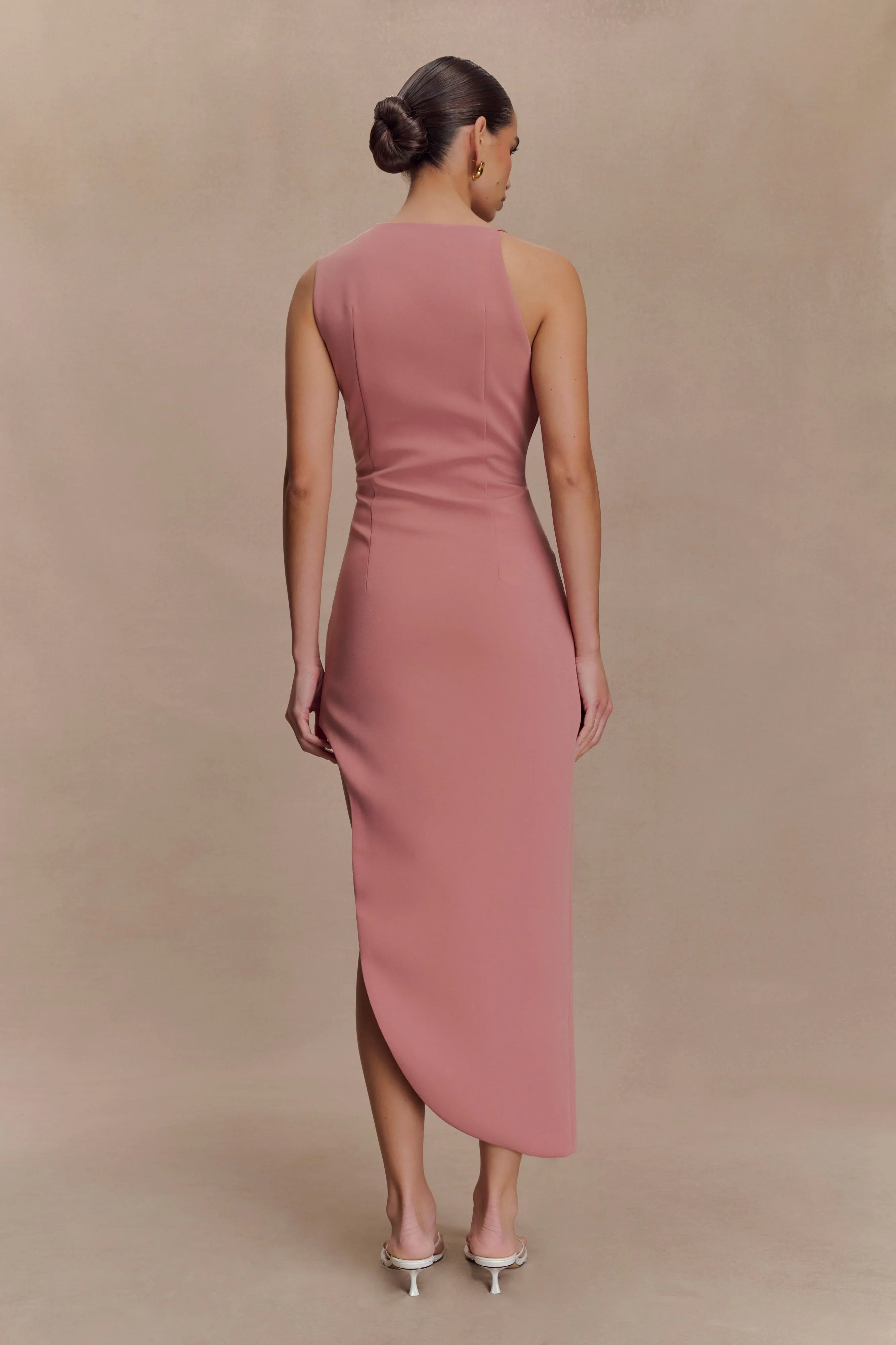 Virginia Suiting Embroidered Midi Dress Burnt Rose