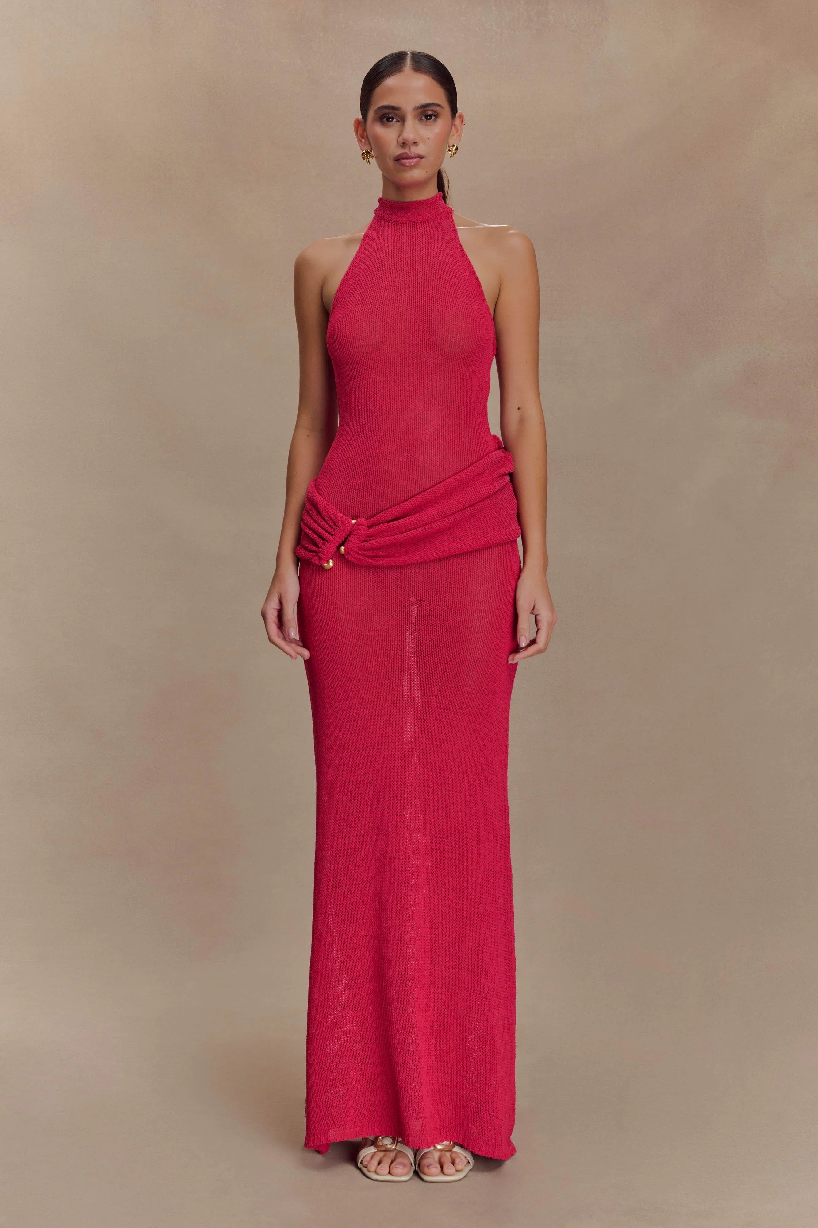 Reece Halter Knit Maxi Dress Dragonfruit