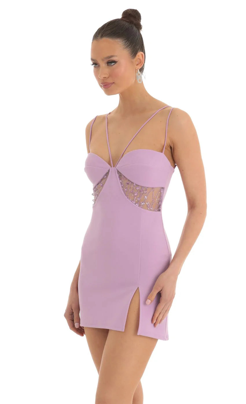 Sequin Cutout Dress in Purple