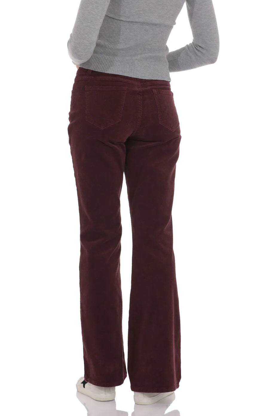 Corduroy Flare Jeans in Burgundy