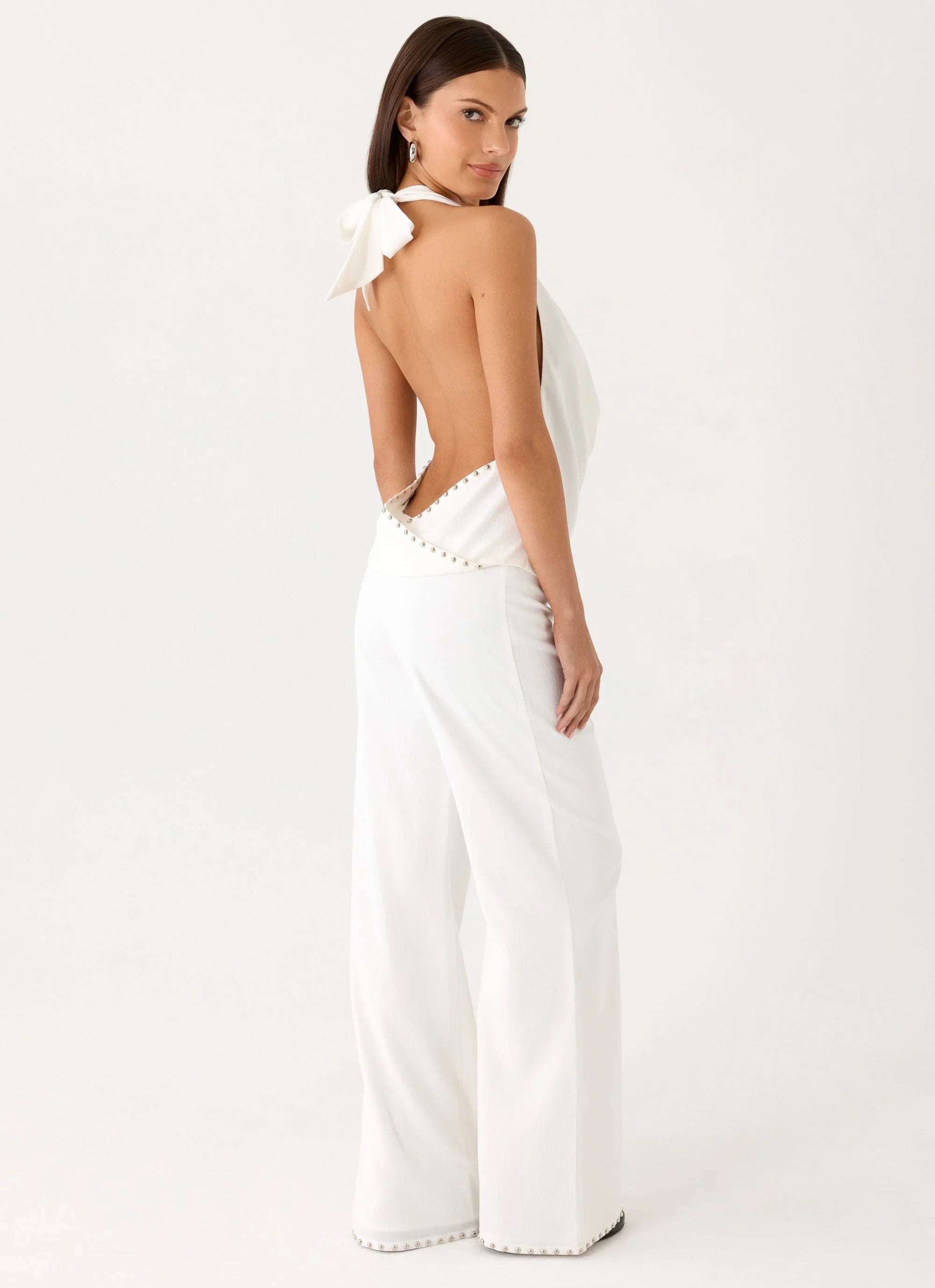Ashika Studded Pants White