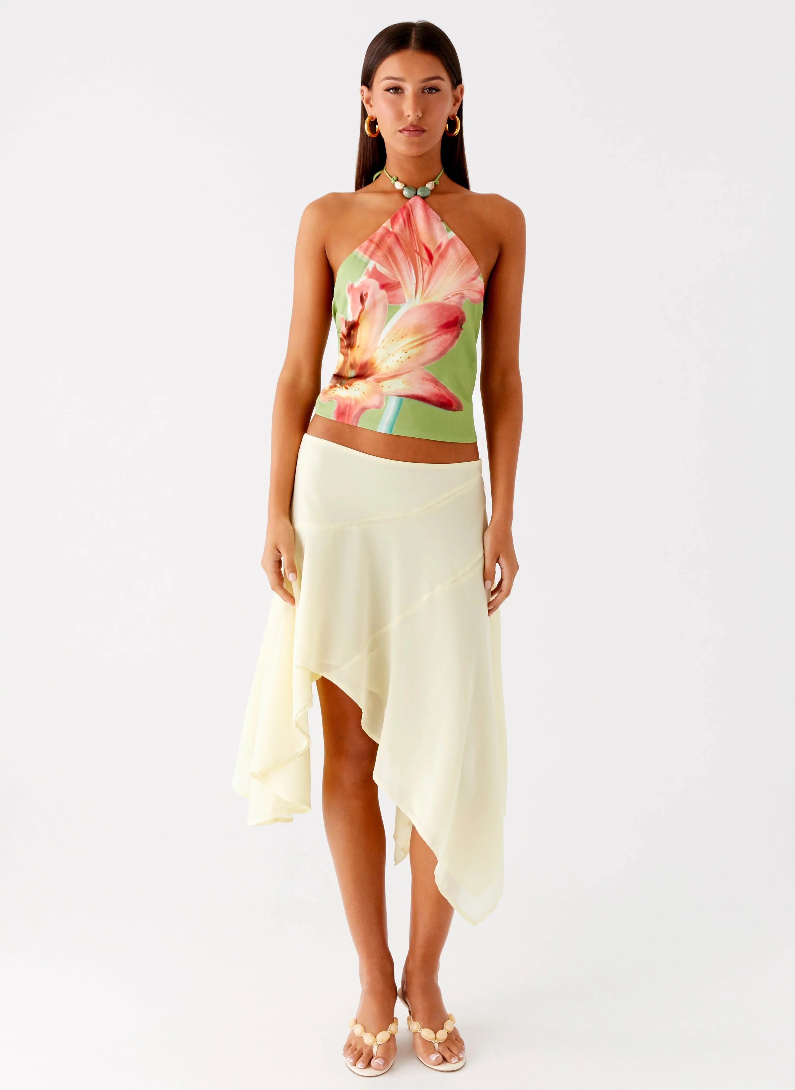 Loreta Beaded Tie Back Top Jungle Floral
