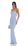 Scarf Lace Maxi Dress in Sky Blue