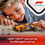 LEGO City F1 Driver with McLaren Race Car Toy Model Car Building Toy Kit for Kids Boys and Girls Ages 6 F1 Collectible for Fans with a Driver Minifigure Gift Idea for Birthdays 60442