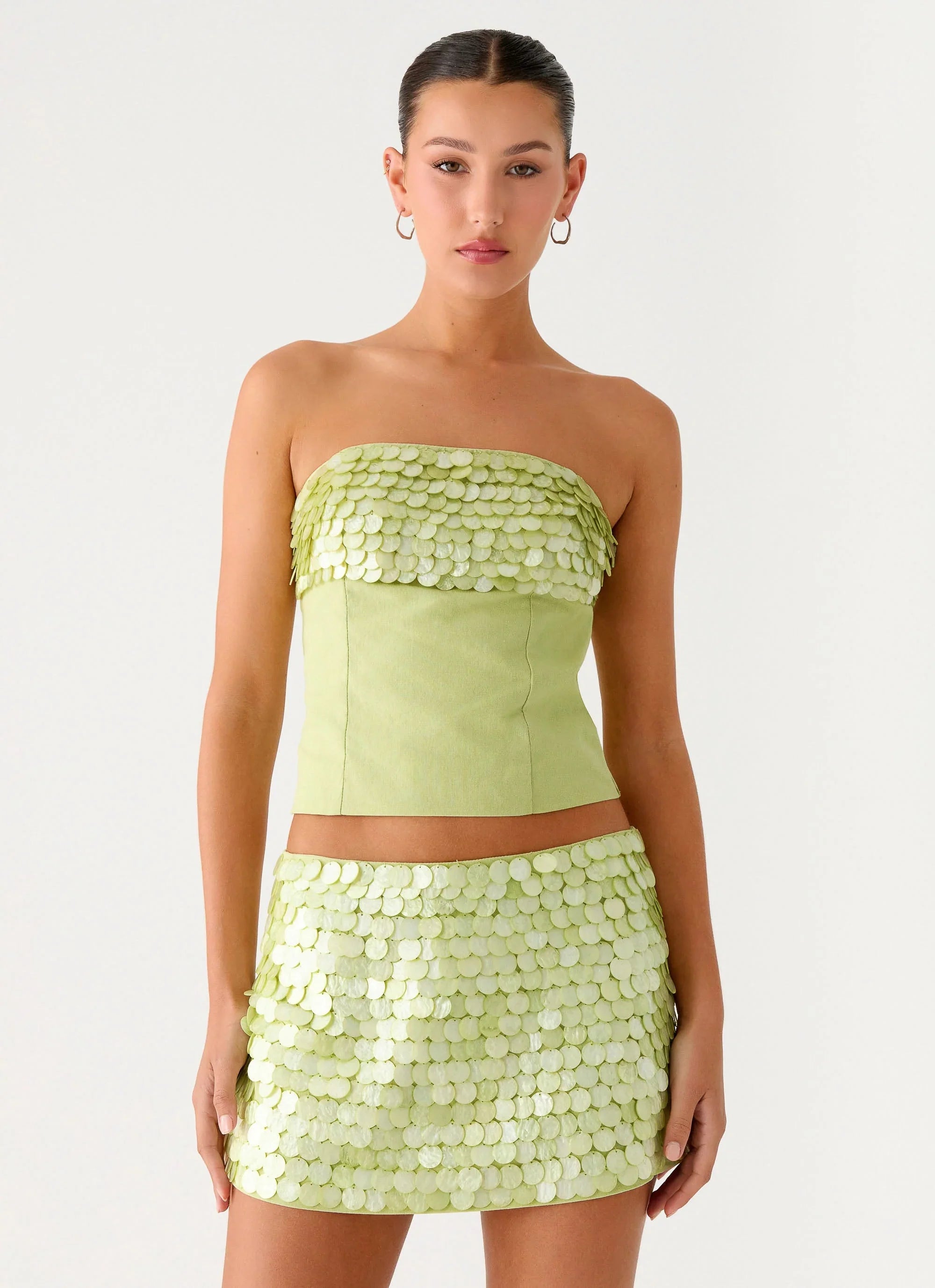 Jennie Beaded Mini Skirt Green