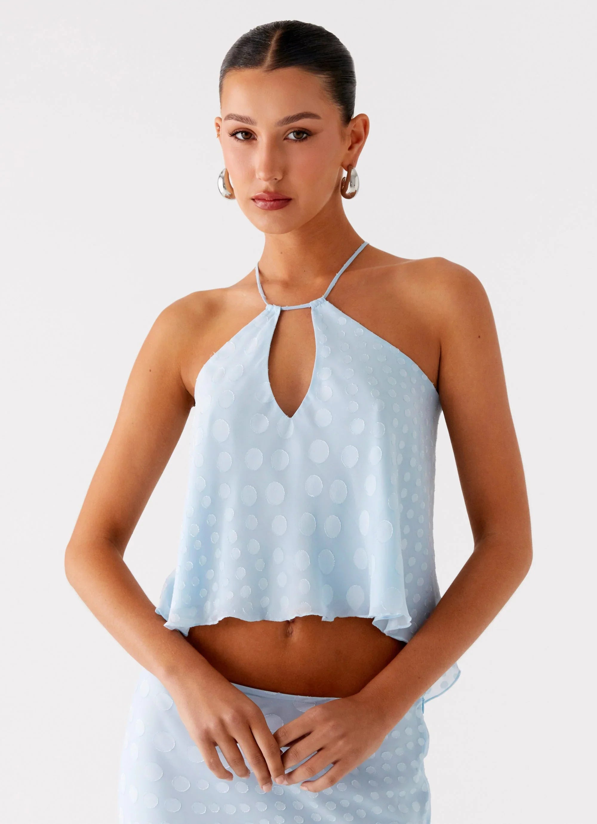 Mena Chiffon Spot Top Blue