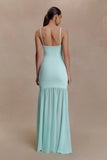 Deanne Bandage And Chiffon Knit Maxi Dress Blue