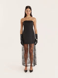 Black Bandeau Woven And Lace Mix Maxi Dress