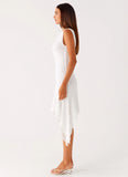 Rylee One Shoulder Midi Dress White