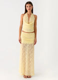 Farruko Jacquard Halter Top Butter