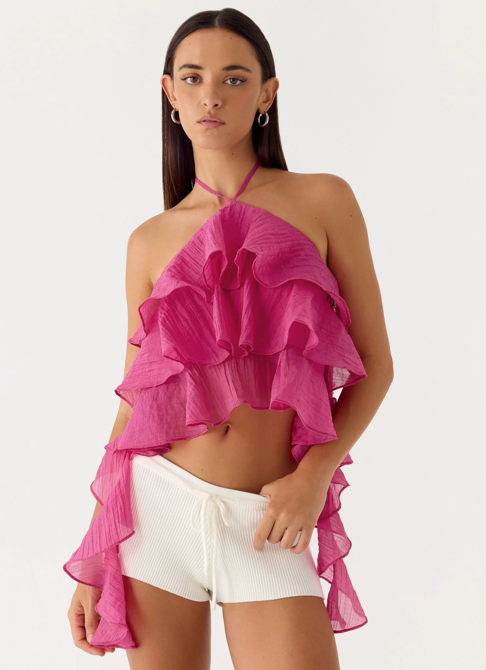 Inna Frill Halter Top Fuchsia