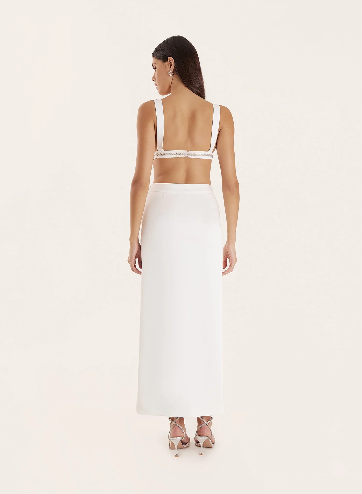 Cream Side Split Midaxi Skirt