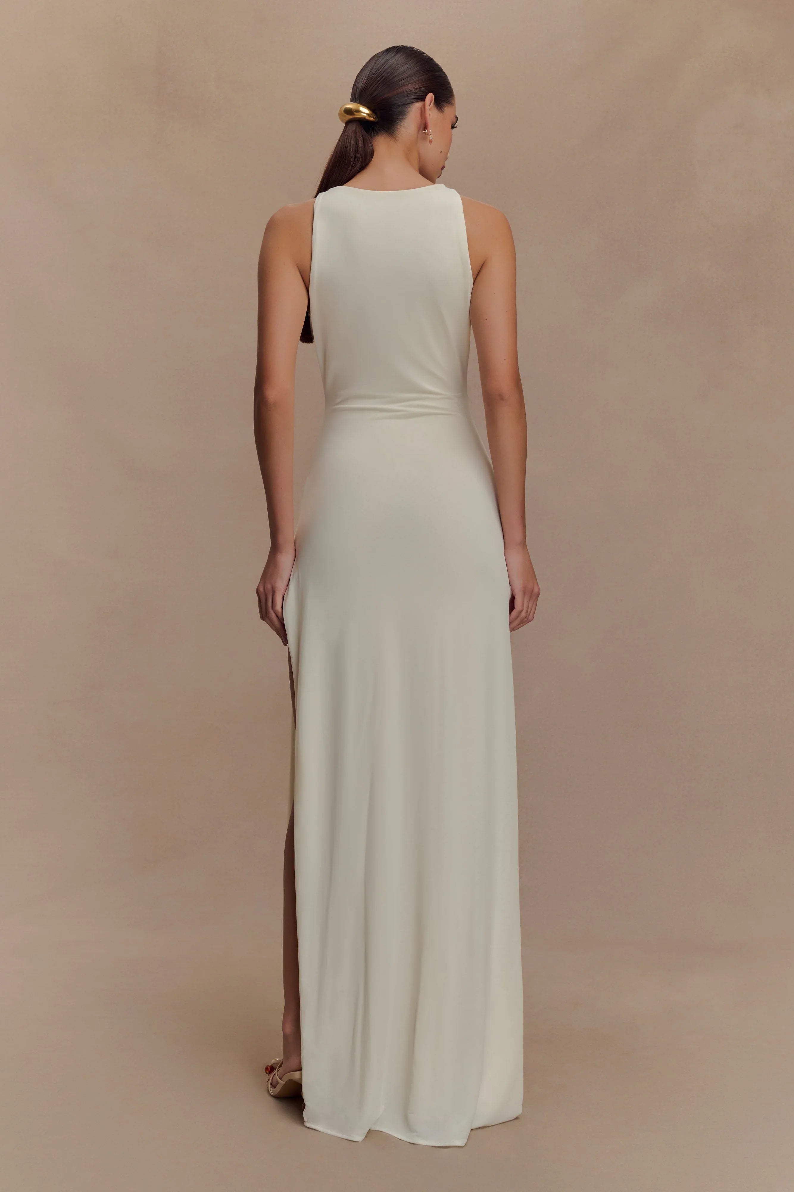 Kaiden Slinky Beaded Maxi Dress Ivory