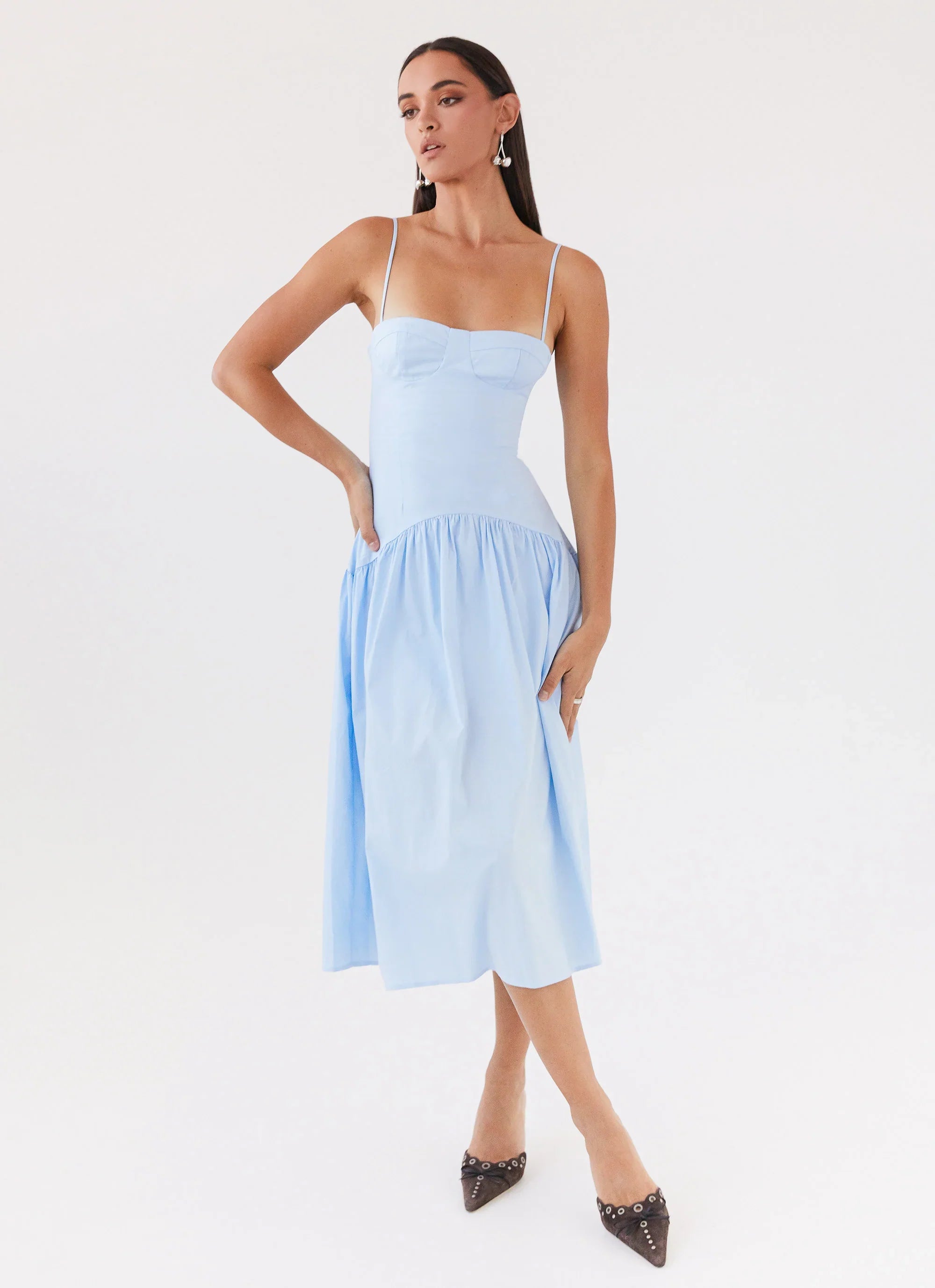 Yvette Corset Midi Dress Blue