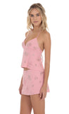 Sequin Beaded Floral Skirt in Pink