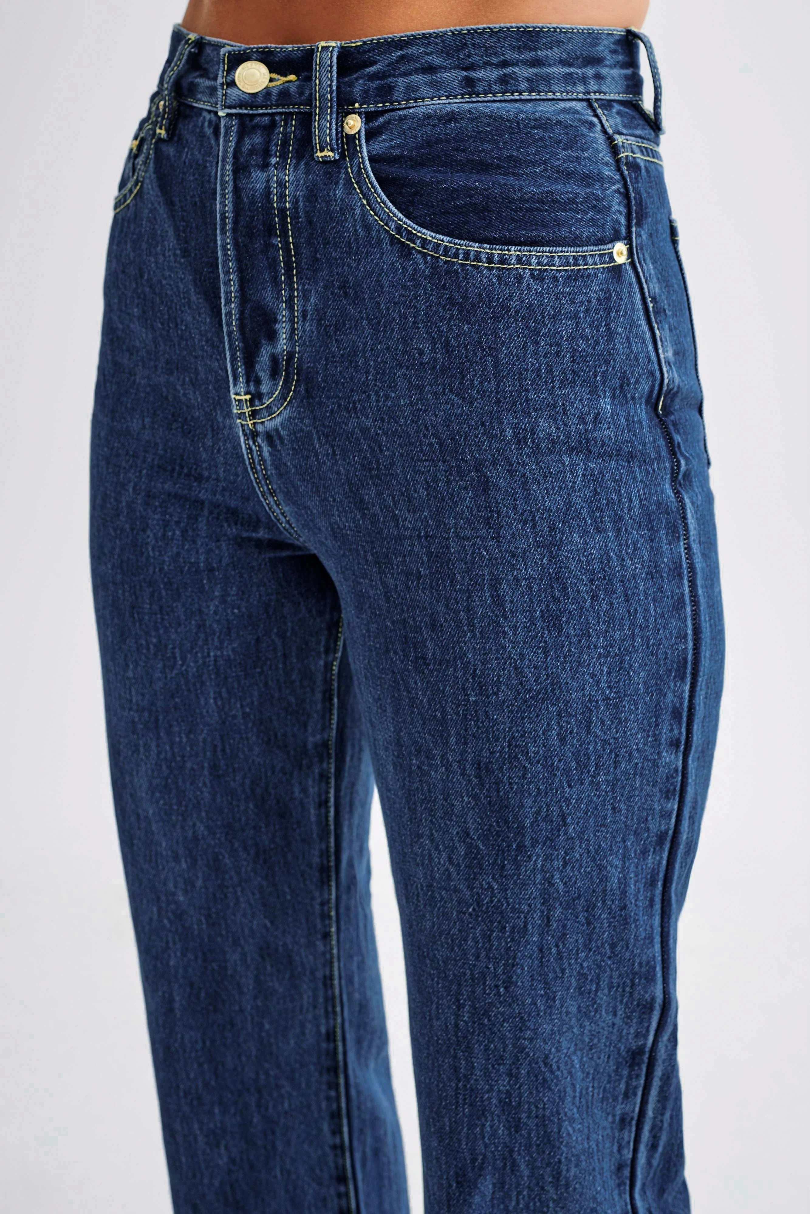 Janine High Waisted Straight Leg Jeans Dark Blue