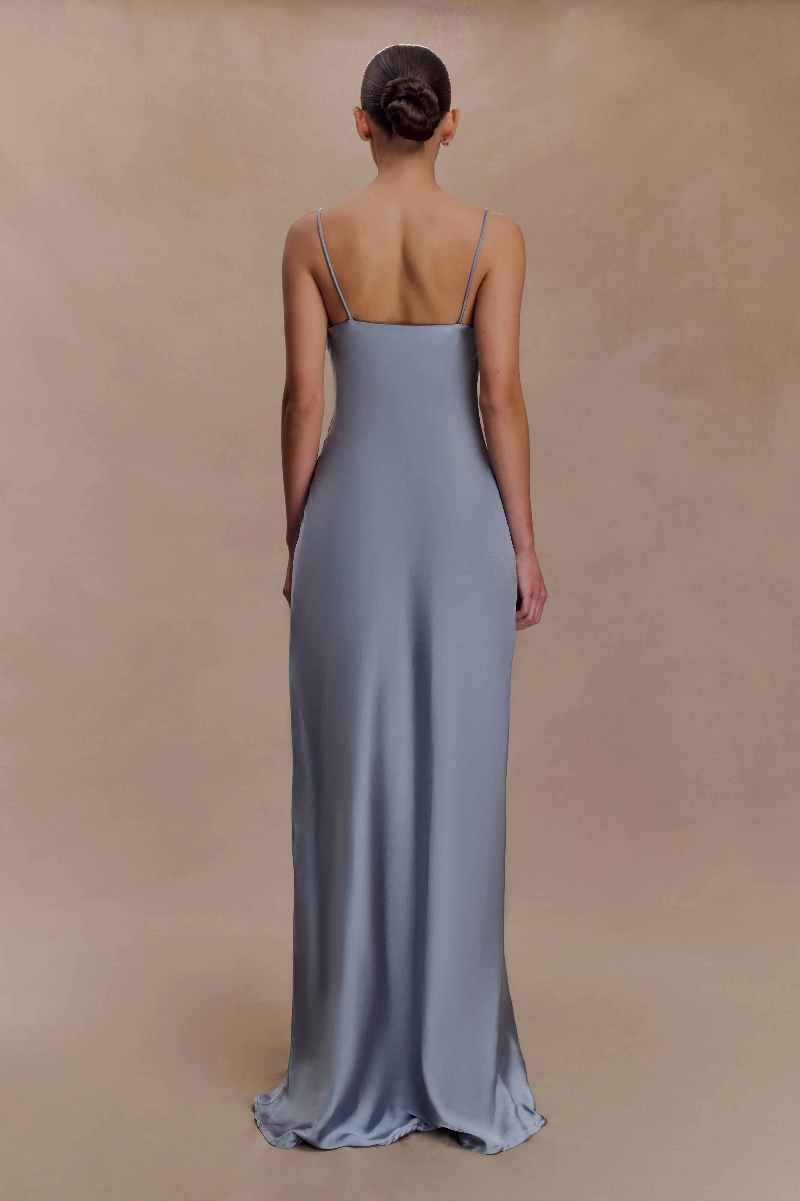Isadora Lace Satin Maxi Dress Frosted Blue