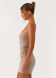 Hollywood Dream Rhinestone Mini Dress Silver Rhinestone