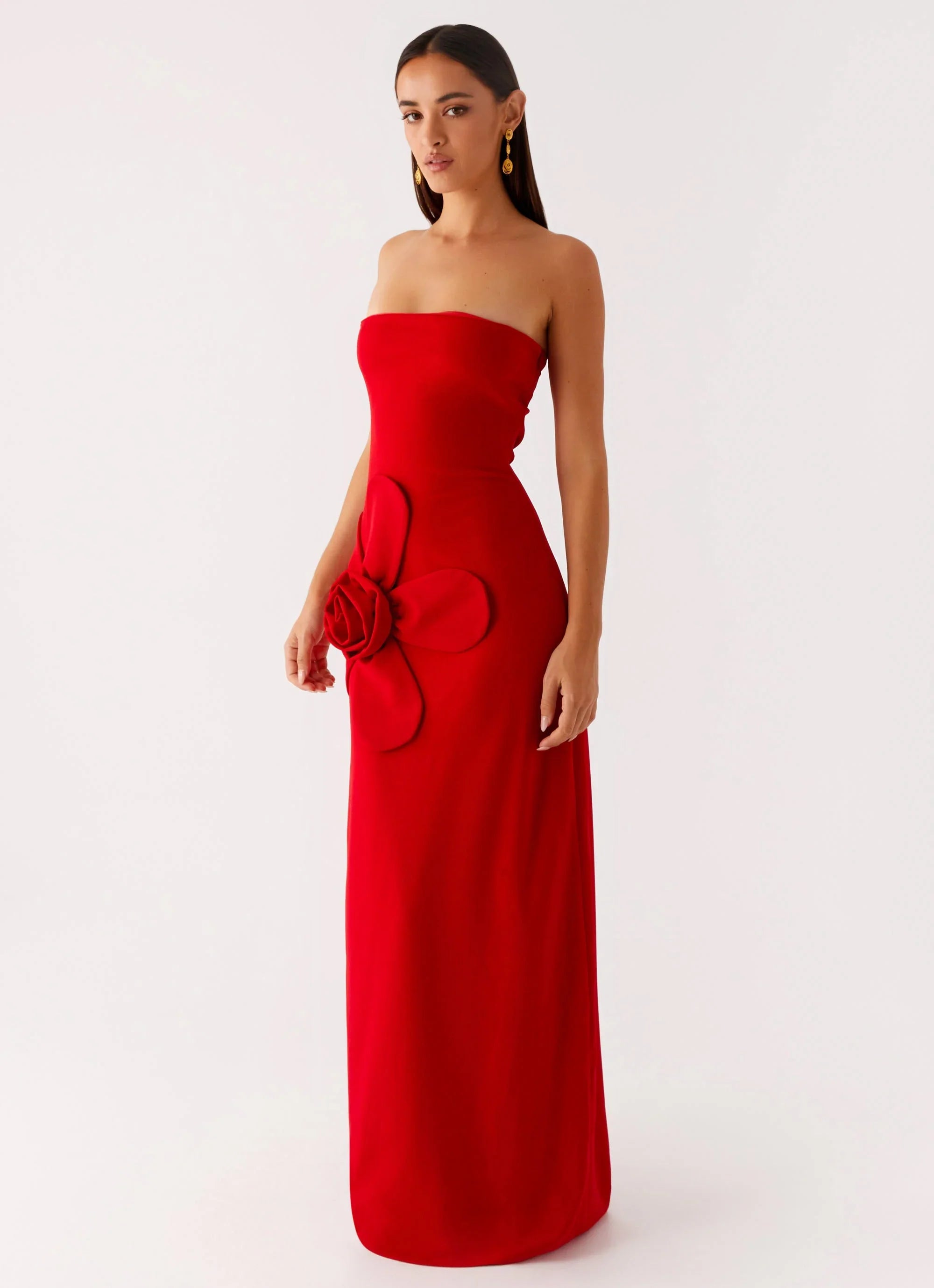 Hilton Strapless Maxi Dress Red
