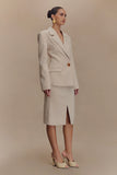 Max Cinched Waist Blazer Ivory Stone