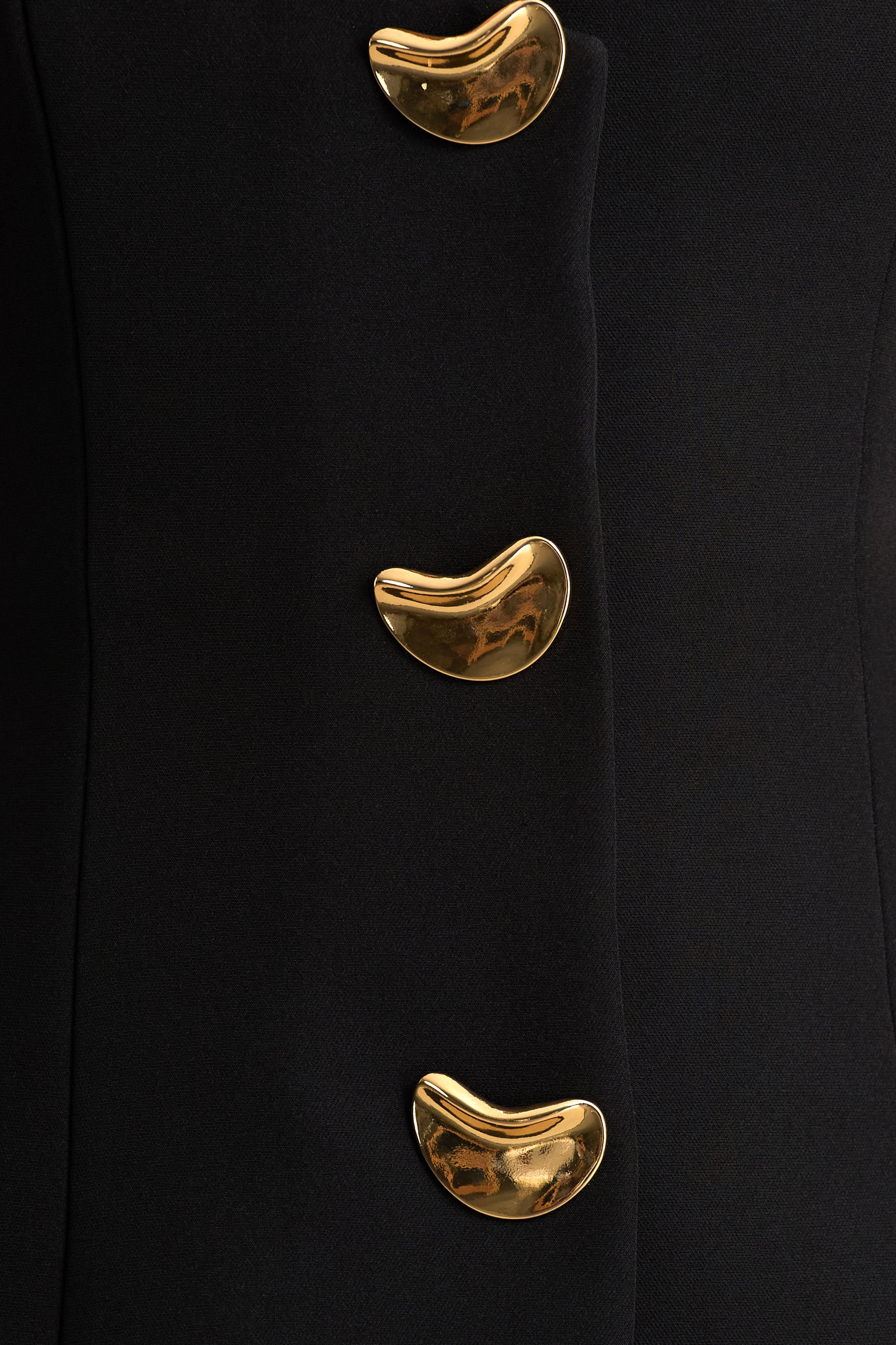 Angel Black Plunge Neck Tailored Mini Dress With Gold Detailing