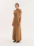 Camel Knitted Ribbed Waistband Crop Top