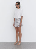 Silver Embellished Faux Leather Mini Skirt