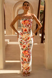 Coral Cove White Floral Print Bandeau Maxi Dress