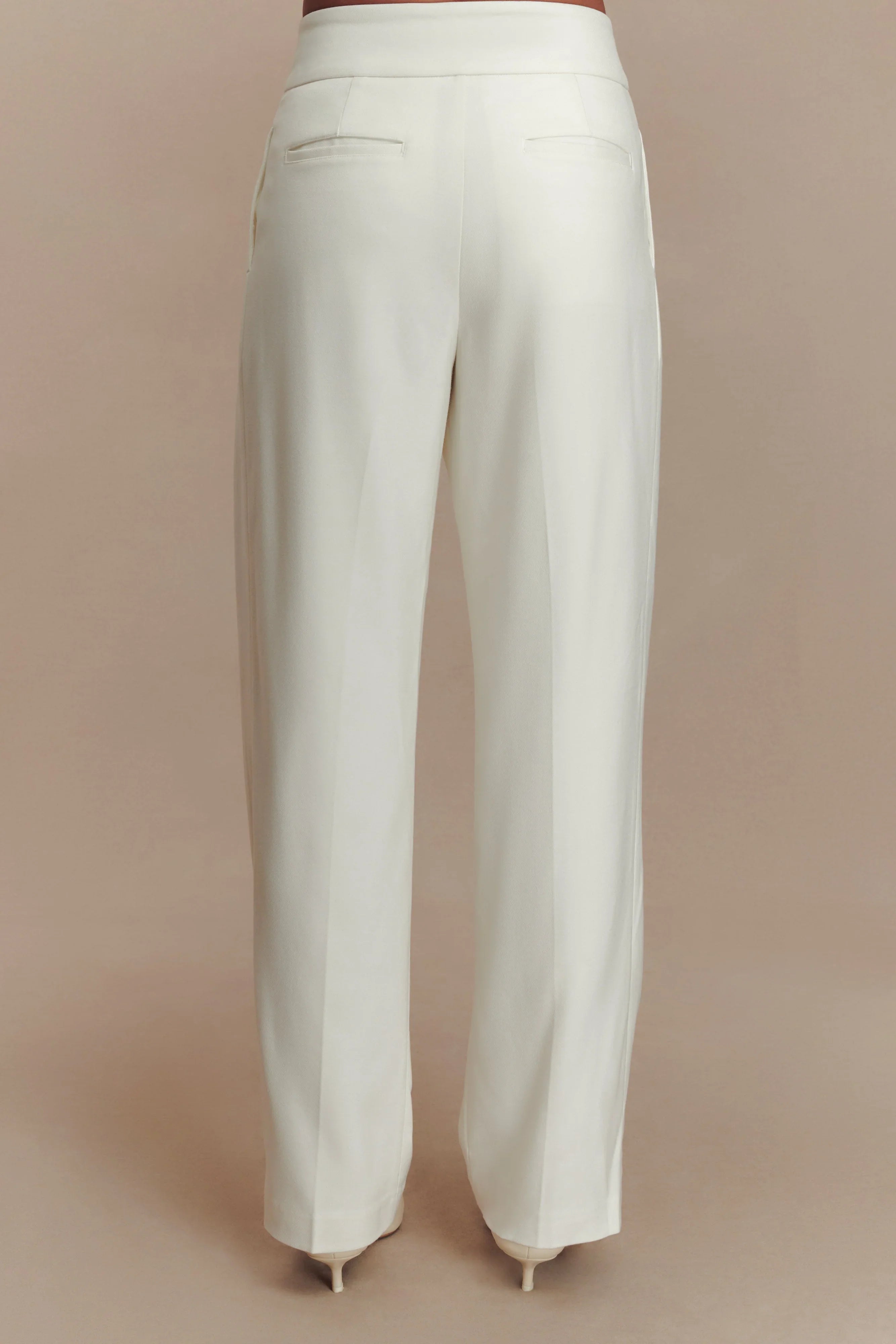 Penelope Pleated High Waisted Pants Ivory