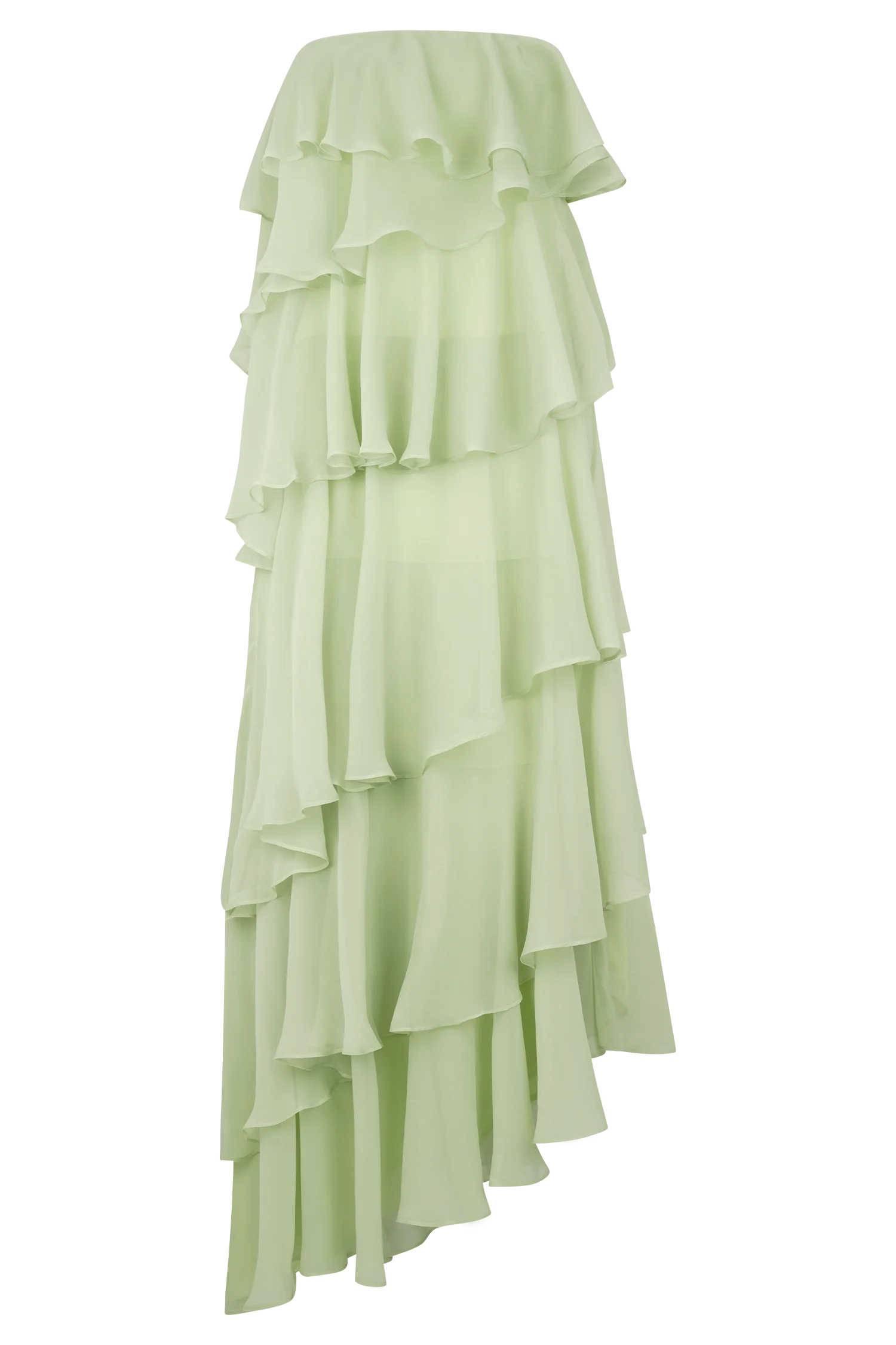 Alexa Ruffle Chiffon Maxi Dress Pastel Lime