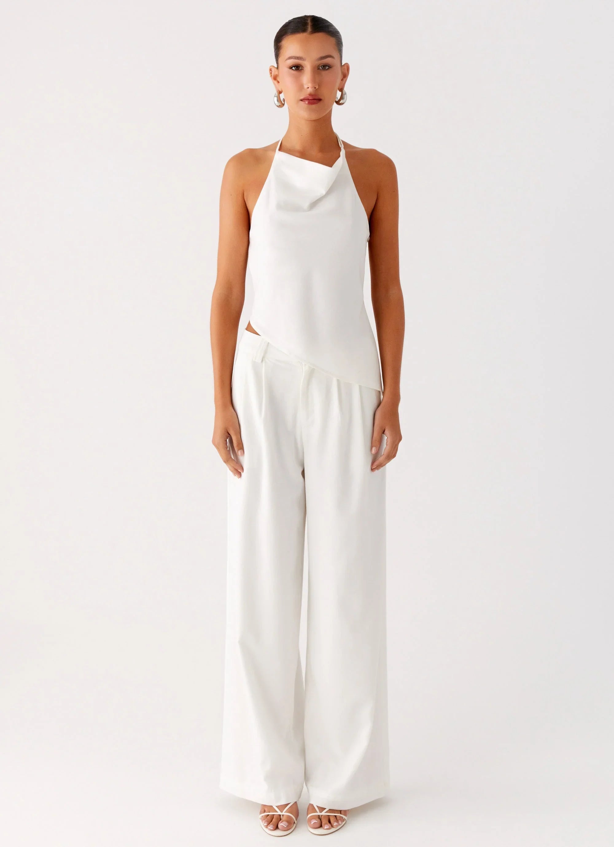 Delong Low Rise Linen Pants White