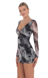 Midnight Print Bodycon Dress in Grey