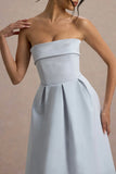 Maddalena Powder Blue Bandeau Skater Maxi Dress