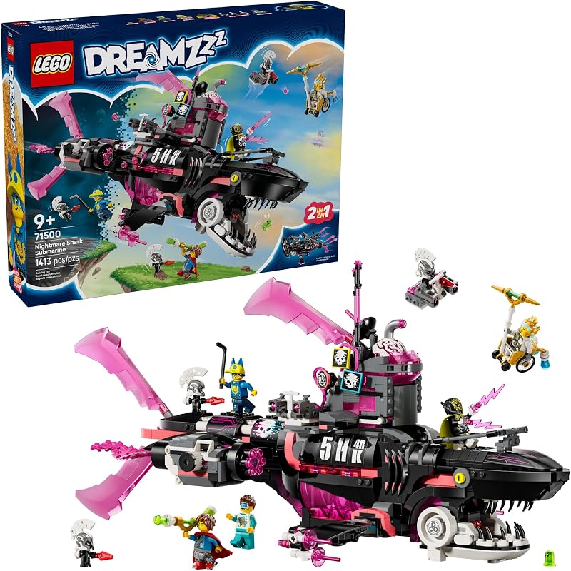 LEGO DREAMZzz Nightmare Shark Submarine Building Toy for Kids Pretend Play Set Figures for Boys Girls Ages 9 Rebuild as a Battleship or Submarine Toy Gift Idea for Birthdays 71500