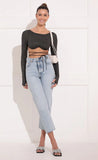 Crop Top in Shimmer Black