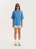 Blue Acid Wash Back Graphic Printed T Shirt