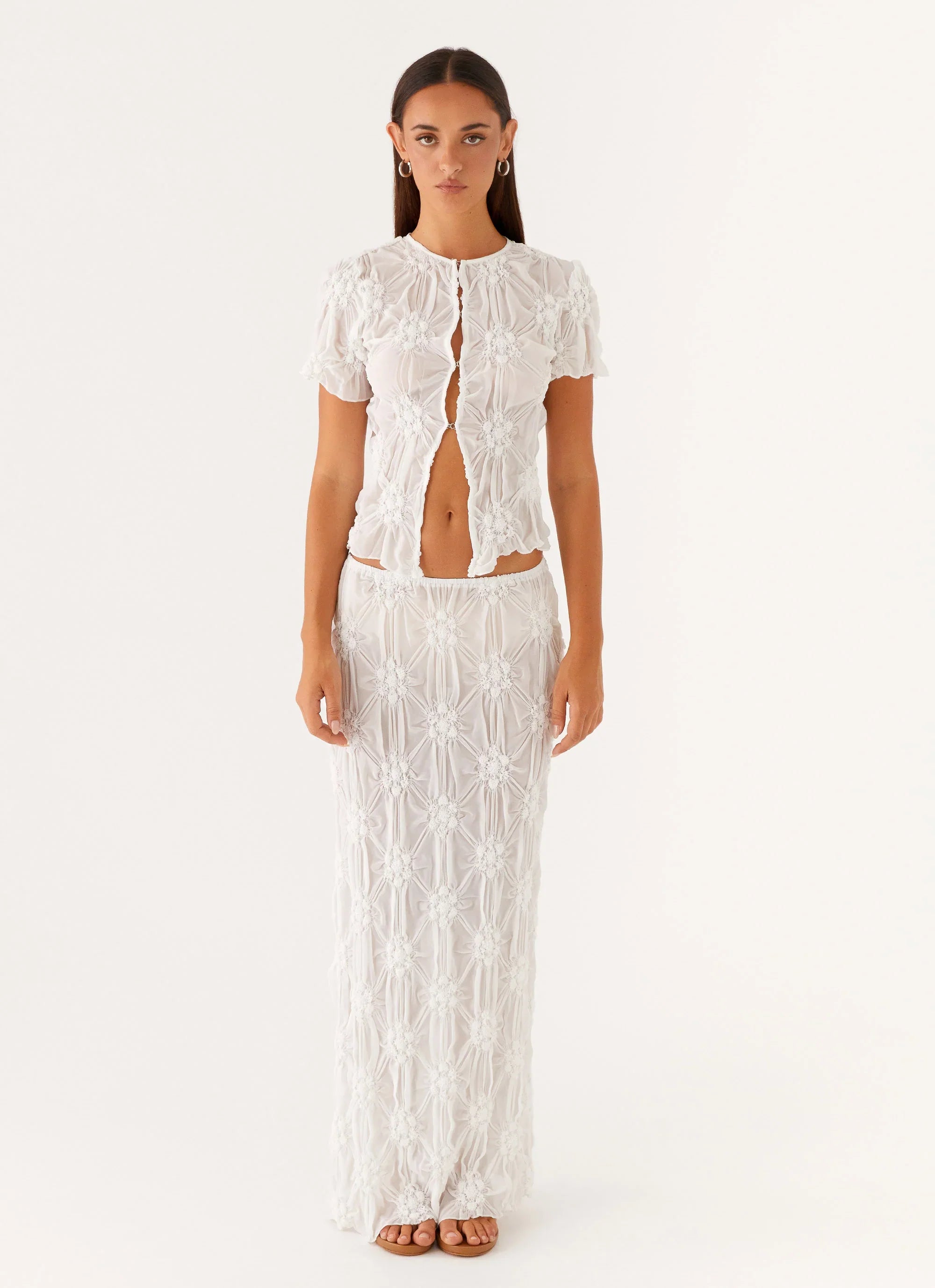 Effortlessly Low Rise Maxi Skirt Ivory
